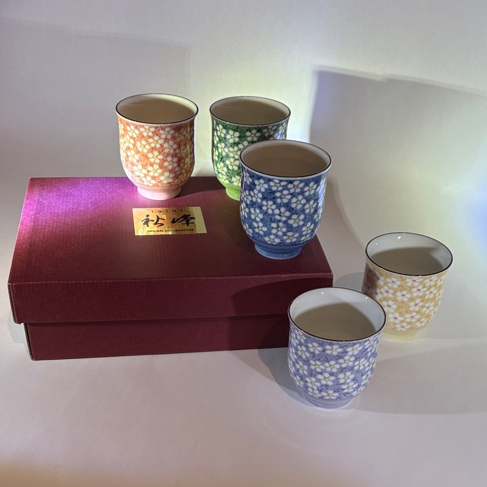 Colorful Floral Tea Cup Japanese Set (made in Japan)